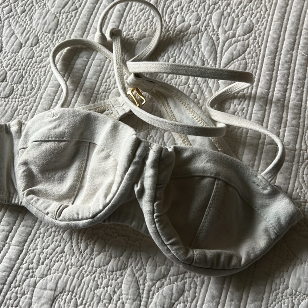 Wildfox Bikini Top - Cream / Green (XS) - Picture 2 of 4